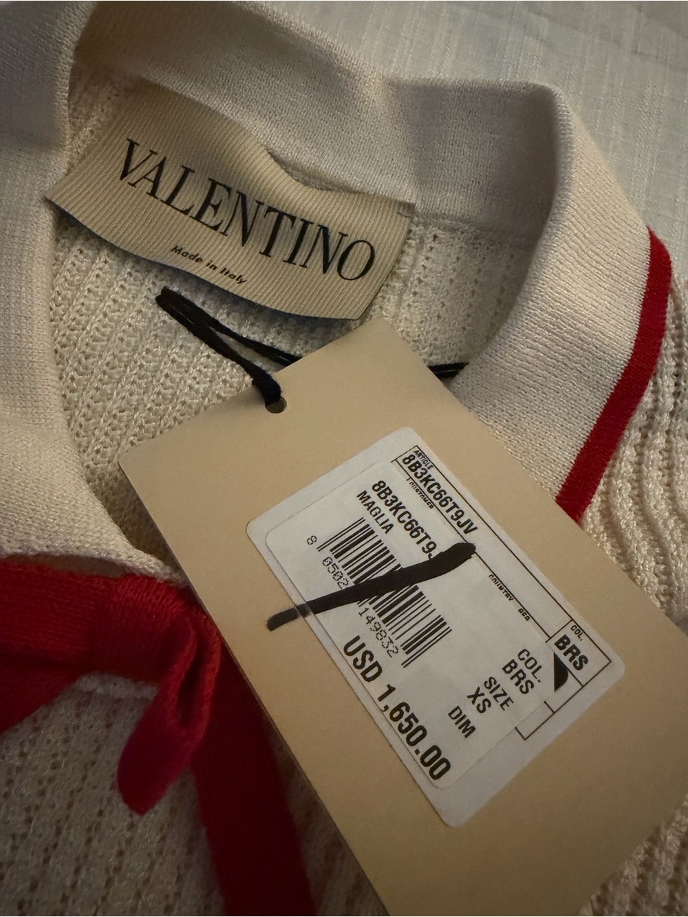 Valentino Garavani Chez Valentino Cotton Bow Knit Top XS NWT Italy - Picture 10 of 13